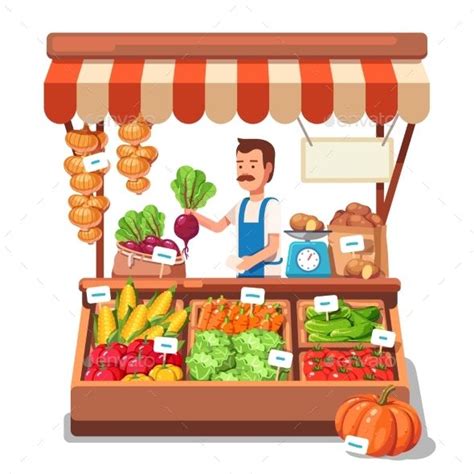 Local Market Farmer Selling Vegetables Fruit Logo Vegetable Shop Farmer