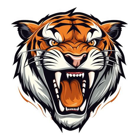 Premium Photo Roaring Tiger Head Mascot