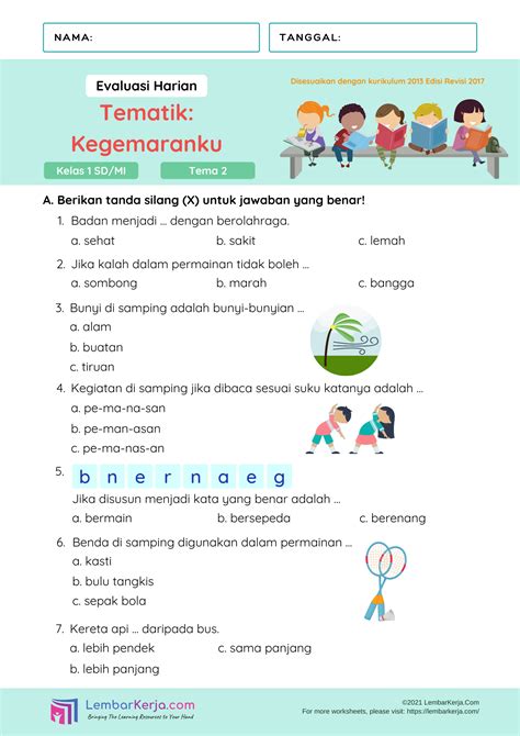 Soal Tema 1 Kelas 3 3