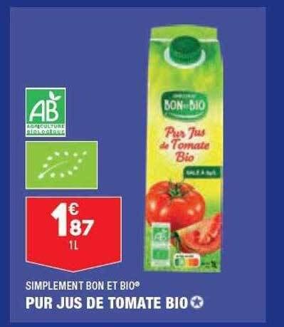 Promo Pur Jus De Tomate Bio Simplement Bon Et Bio Chez Aldi