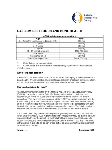 Osteoporosis - Calcium Rich Foods and Bone Health | PDF | Osteoporosis ...