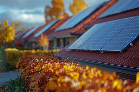 Una Hilera De Casas Con Paneles Solares Instalados En Sus Techos Imagen