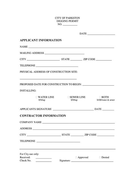 Open Trench Permit Template Fill Online Printable Fillable Blank