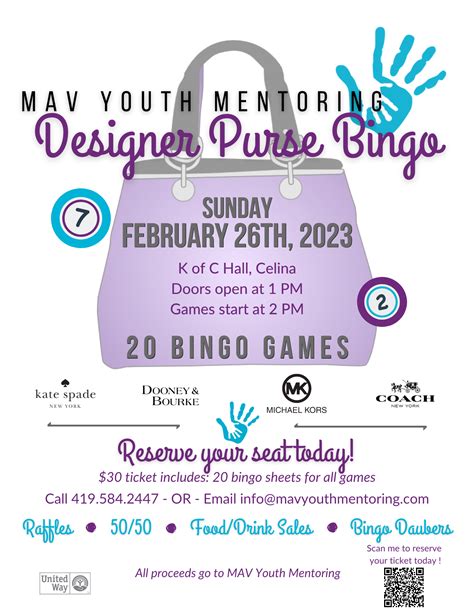 MAV Youth Mentoring Designer Purse BINGO - M.A.V. Youth Mentoring of ...