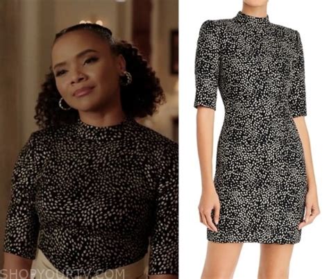 Dynasty Season 3 Episode 15 Vanessas Black Dot High Neck Dress Shop