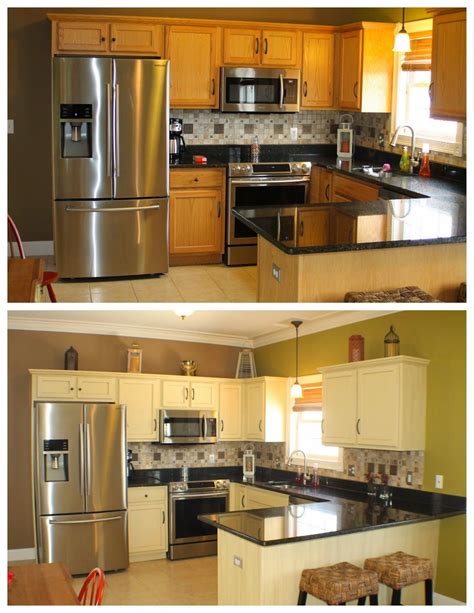 Pictures Of Painted Kitchen Cabinets Before And After Pimphomee