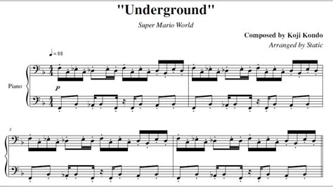 Underground Super Mario World Piano Sheet Music Youtube