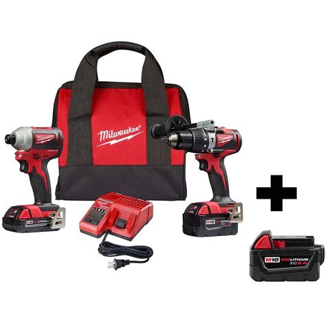 Milwaukee M18 18 Volt Lithium Ion Brushless Cordless Hammer Drill And Impact Combo Kit With Free