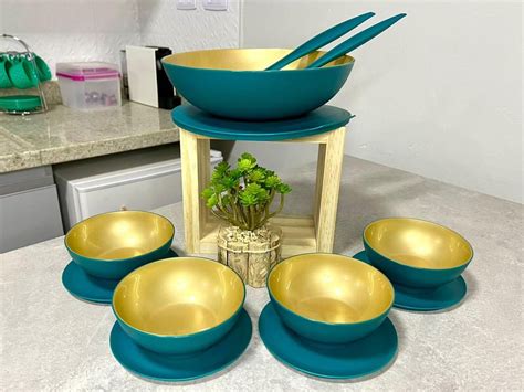 Tupperware Kit Tigela Allegra Azul E Dourado M E Casei E Agora