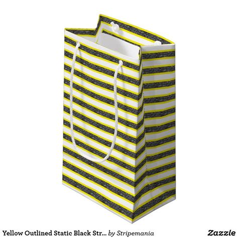 Yellow Outlined Static Black Stripes Small Gift Bag | Yellow gifts ...