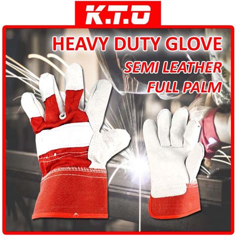 10inch Heavy Duty Full Palm Semi Leather Welding Glove Working Glove