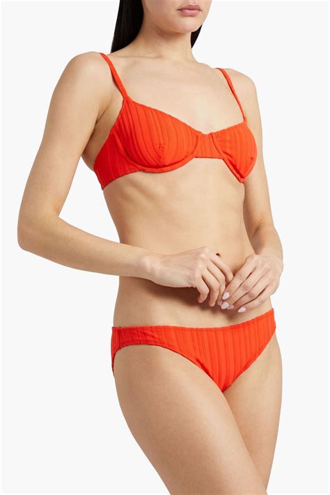 Solid Striped The Eva Ribbed Low Rise Bikini Briefs The Outnet