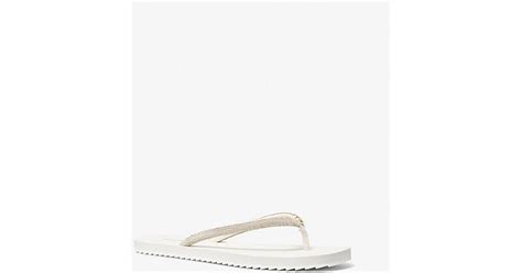 Michael Kors Jinx Crystal Embellished Flip Flop In White Lyst