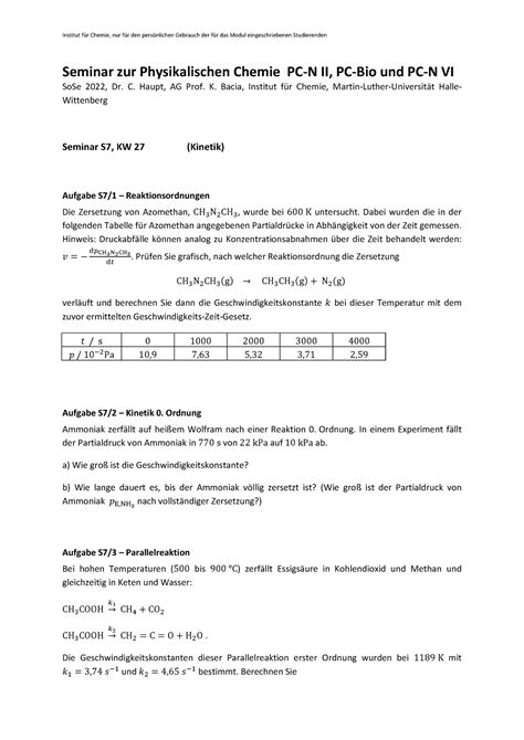 So Se Seminar Pc Nii Institut F R Chemie Nur F R Den