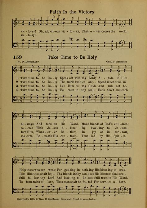 Hymns Of Praise For The Church And Sunday School 159 Take Time To Be Holy Speak Oft With Thy