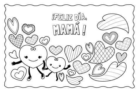 Corazones Para El Día De La Madre Dibujo Para Colorear E Imprimir