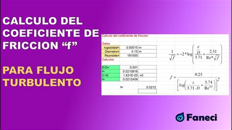 CALCULO DEL COEFICIENTE DE FRICCION F CON LA ECUACION DE COLEBROOK