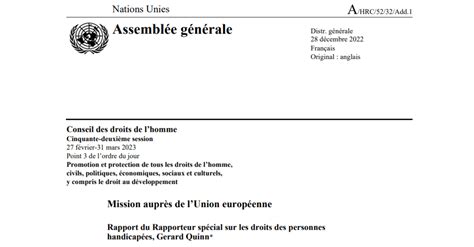 Rapport du rapporteur spécial sur les droits des personnes handicapées