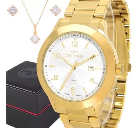 Reloj Technos Para Mujer Dorado Impermeable Parte Superior Y Bisel