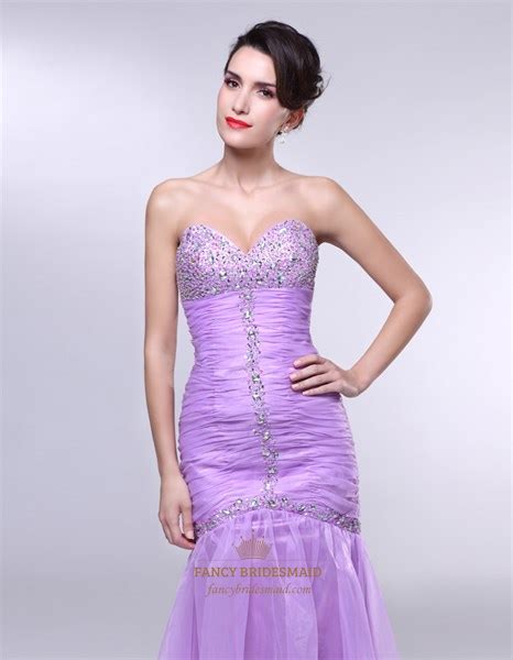 Strapless Mermaid Prom Dress Eggplant Purple Dresses With Pleated Bust