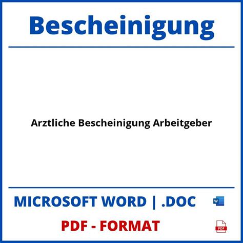 Vorlage Ärztliche Bescheinigung Arbeitgeber WORD PDF