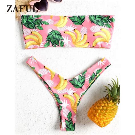 Zaful Bandeau Banana Bikini Swimwear Women Swimsuit Sexy Strapless