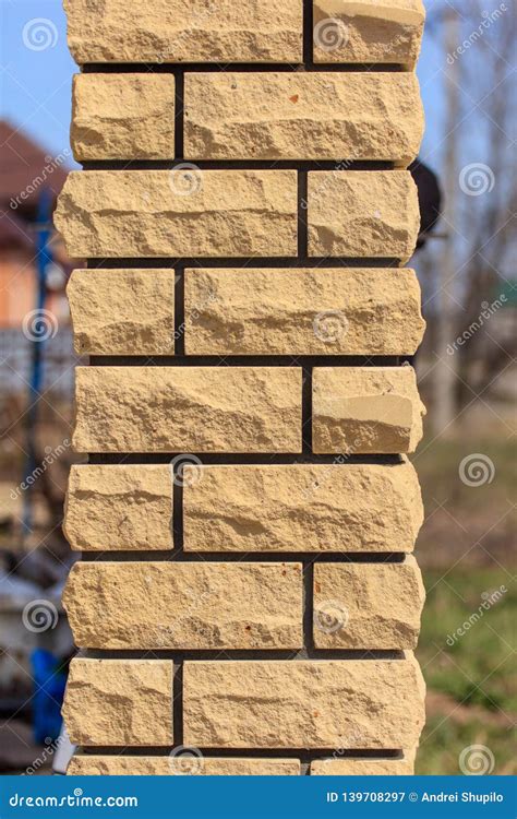 Brick Posts On A Fence As A Background Stock Image Image Of Knife