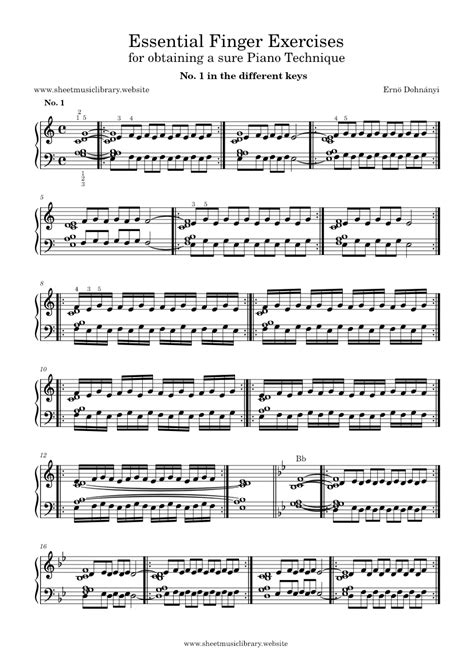 Essential Finger Exercises Ernő Dohnányi No 1 In The Different Keys