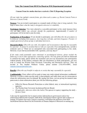 Fillable Online The Consent Form Must Be Placed On Wsu Departmental