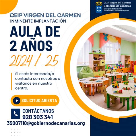 AULA DE 2 AÑOS para el curso 2024 25 en el CEIP Virgen del Carmen