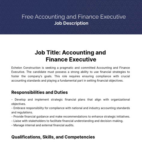 Free Accounting And Finance Executive Job Description Template Edit