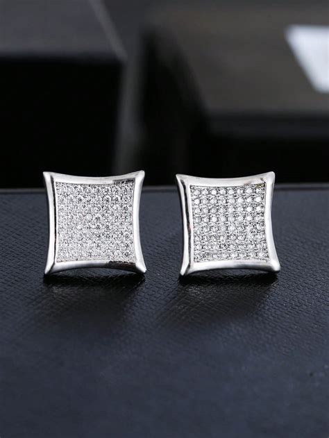 Hombres Pendientes de tachuela zirconia cúbica adorno cobre punk estilo