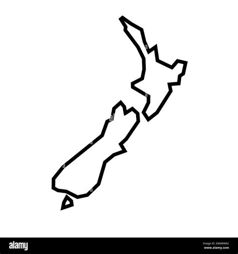 New Zealand Country Thick Black Outline Silhouette Simplified Map