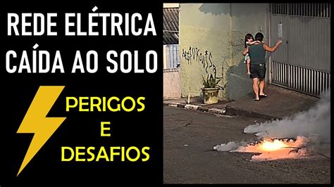 Cabo energizado da rede elétrica caído no solo perigos e desafio