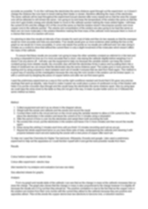 SOLUTION: Factors affecting mass of copper transferred in electrolysis