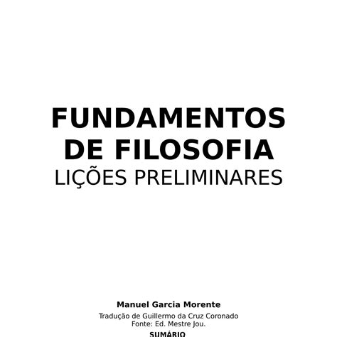 Fundamentos De Filosofia Manuel Garcia Morente Pdf Docdroid