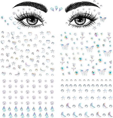 Amazon Hulyfw Sheets Face Gems Stickers Self Adhesive Face