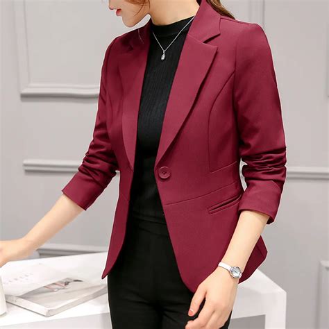 2019 Women Blazer Spring Long Sleeve Blazers Solid Coat Slim Office Lady Jacket Female Tops Suit