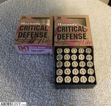 Armslist For Sale 9mm Hornady Critical Defense Ftx Lite 100 Grain