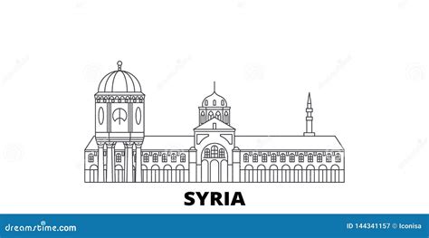 Syria Line Travel Skyline Set. Syria Outline City Vector Illustration ...