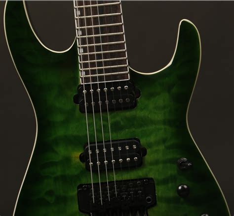 Custom 7 String Electric Guitar In Green Quilted Maple Top FR Bridge