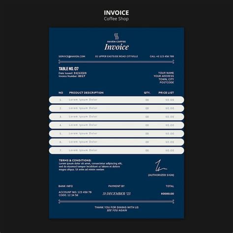 Premium Psd Coffee Shop Invoice Template