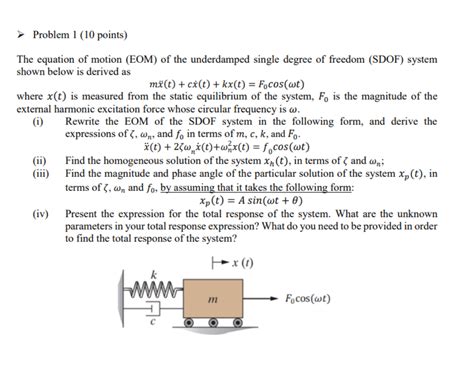 Solved Problem Points The Equation Of Motion Eom Chegg