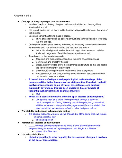 Test 3 Psych Of Religion Chapters 7 And 8 Concept Of Lifespan