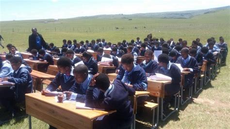 Schoolchildren In South Africa Write Exams In Sun Due To Classroom