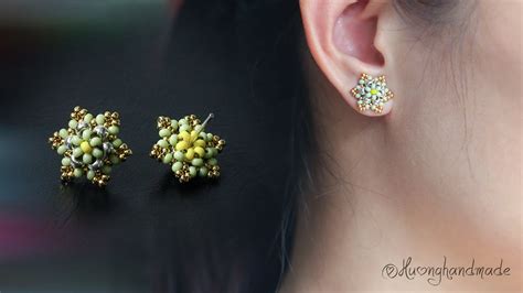 Mini Six Petal Flower Stud Earrings How To Make Beaded Earring Youtube