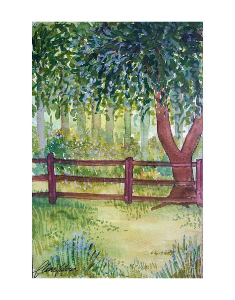 Tree Landscape Watercolor Fine Art Print Country and Cottage - Etsy