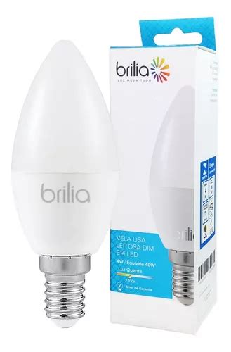 Led Vela Lisa Leitosa Dimerizável E14 4w 2700k Brilia Cor da luz