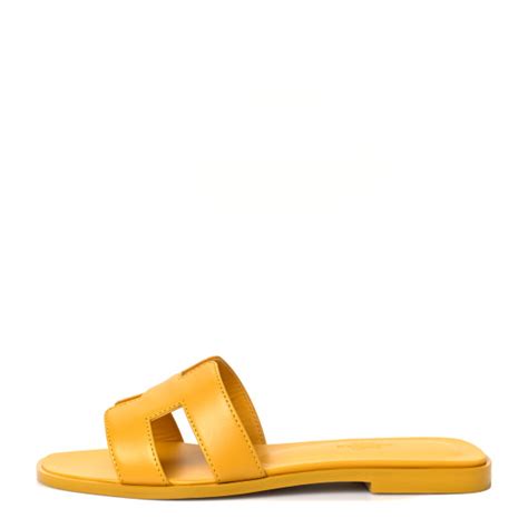 Hermes Calfskin Oran Sandals Jaune Citron Fashionphile