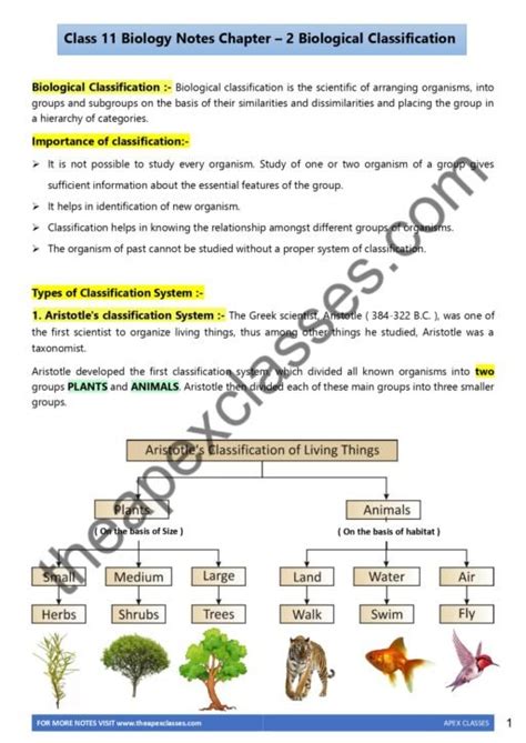 Class 11 Biology Chapter 2 Notes Biological Classification Pdf Apex